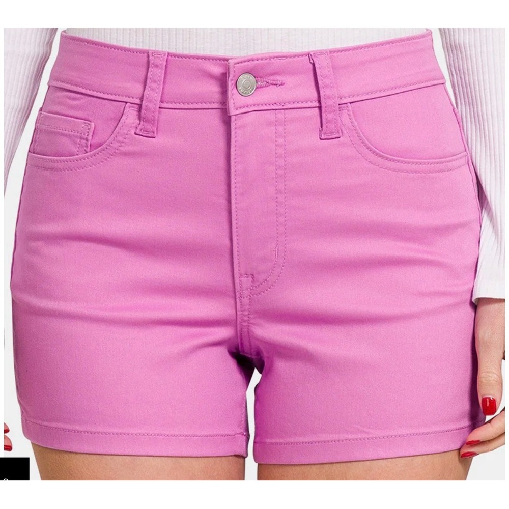 Zenana Women Mauve High Waisted Stretch Denim Shorts Vibrant Summer Basics -‎ S